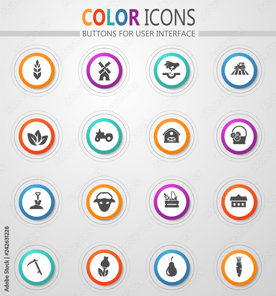 Agricultural icons set Agricultural icons set