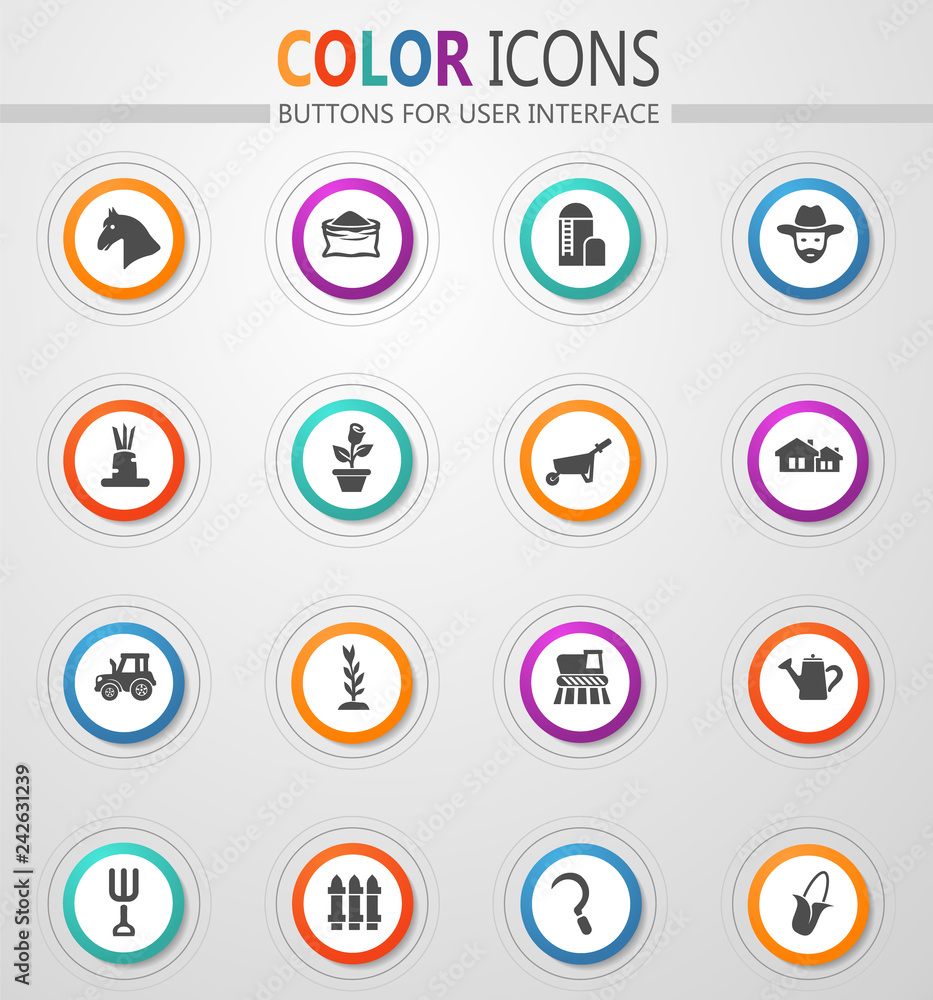 Agricultural icons set Agricultural icons set