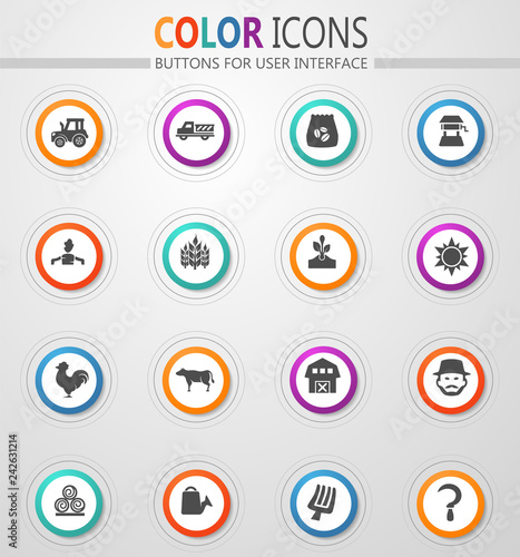 Agriculture and farming icons set
