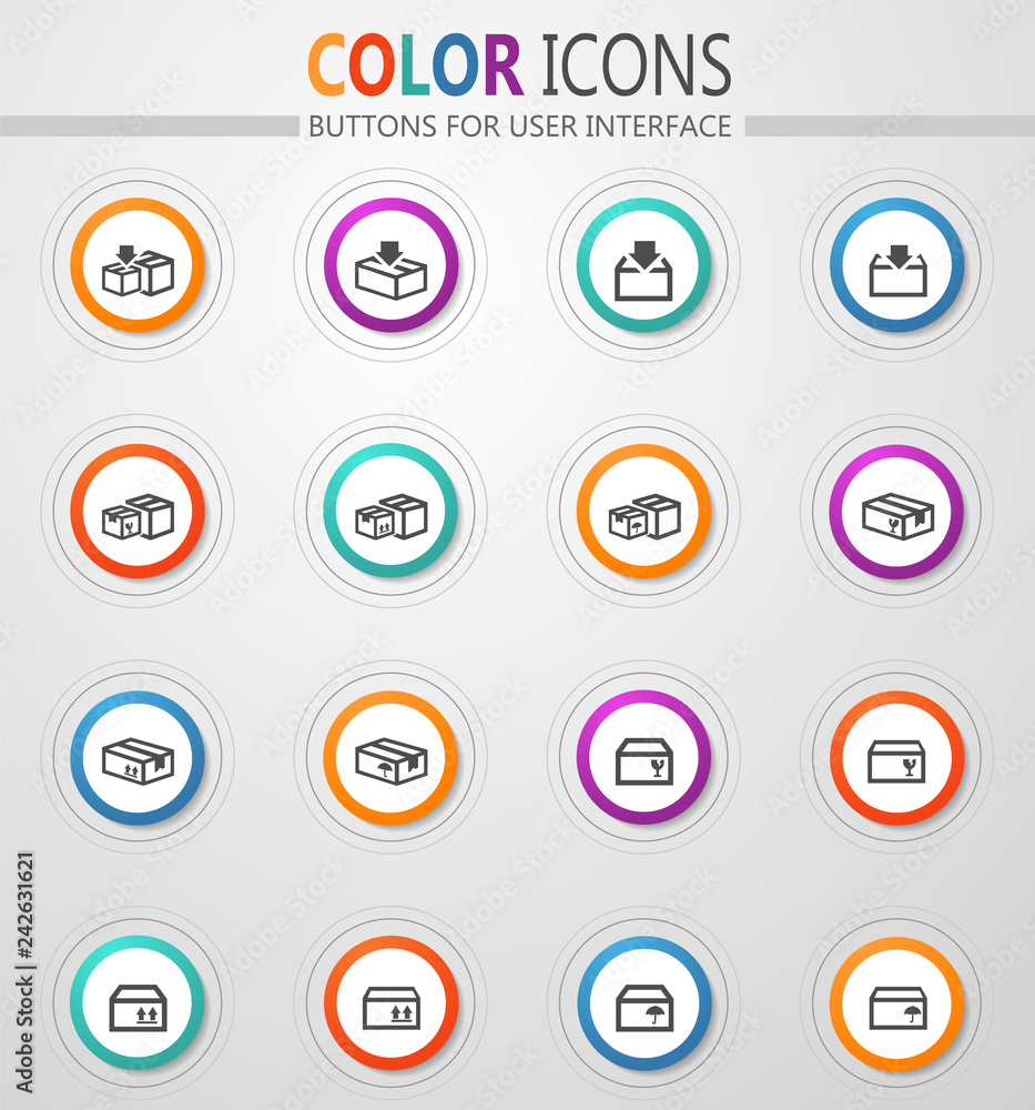 Simple icons set of box Simple icons set of box