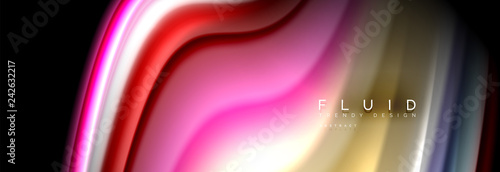 Abstract liquid colorful banner. Trendy wavy dynamic design. Fluid color shapes.