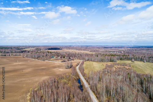 spring  plowed field  road  sky  forests