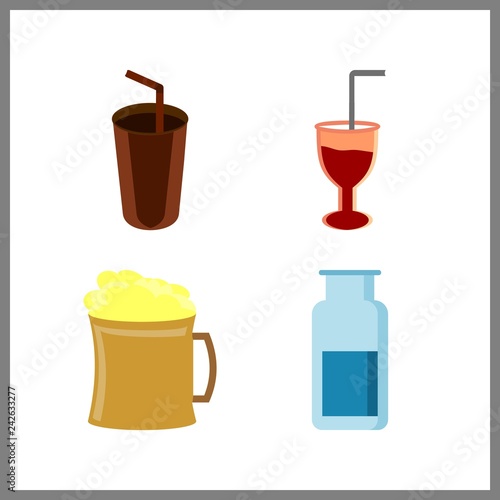 4 beverage icon. Vector illustration beverage set. beer and cocktail icons for beverage works