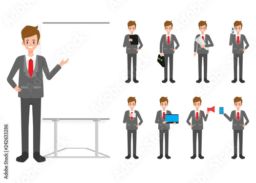 Set of businessman character in office worker. People character in job.