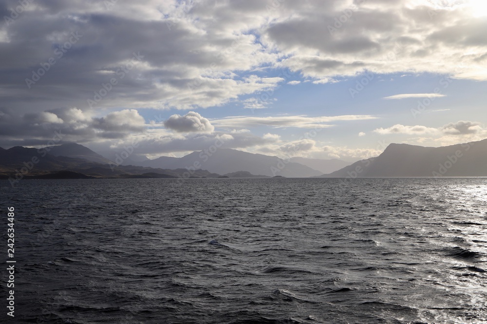 View on Mallaig to Armadale Ferry to Skye, Scotland View on Mallaig to Armadale Ferry to Skye, Scotland