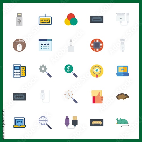 25 pc icon. Vector illustration pc set. social media and sata icons for pc works