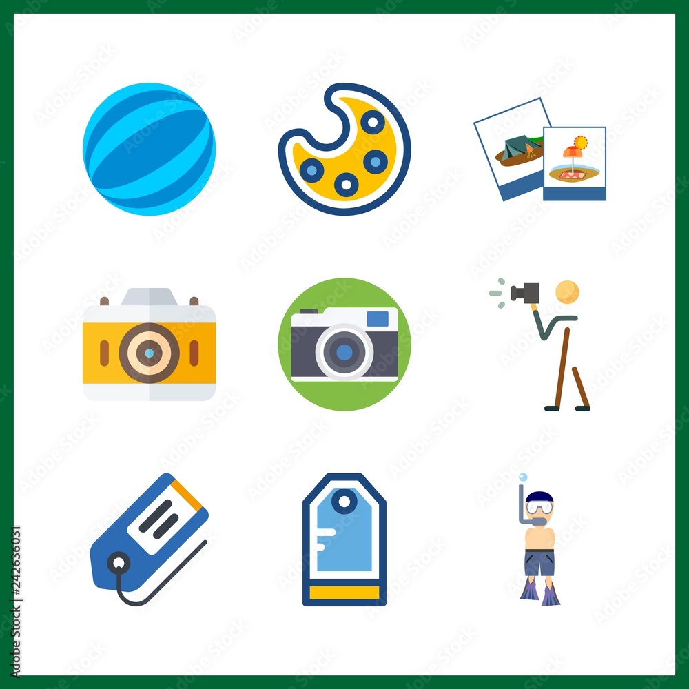 9 hobby icon. Vector illustration hobby set. paint palette and photography icons for hobby works 9 hobby icon. Vector illustration hobby set. paint palette and photography icons for hobby works