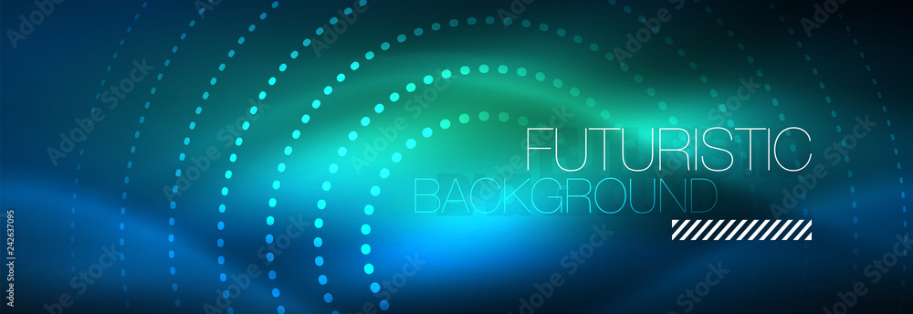 Glowing neon circle line dots, round line design, abstract style on black background. Neon abstract round circles Magic neon lights and glowing dots Glowing neon circle line dots, round line design, abstract style on black background. Neon abstract round circles Magic neon lights and glowing dots