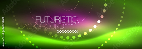 Green neon dotted circles background