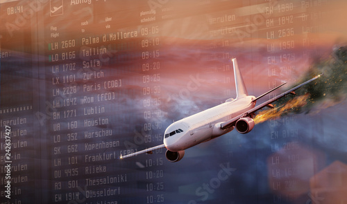 Airplane with engine on fir...