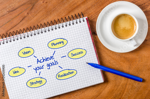 Achieve your goals written on a notepad