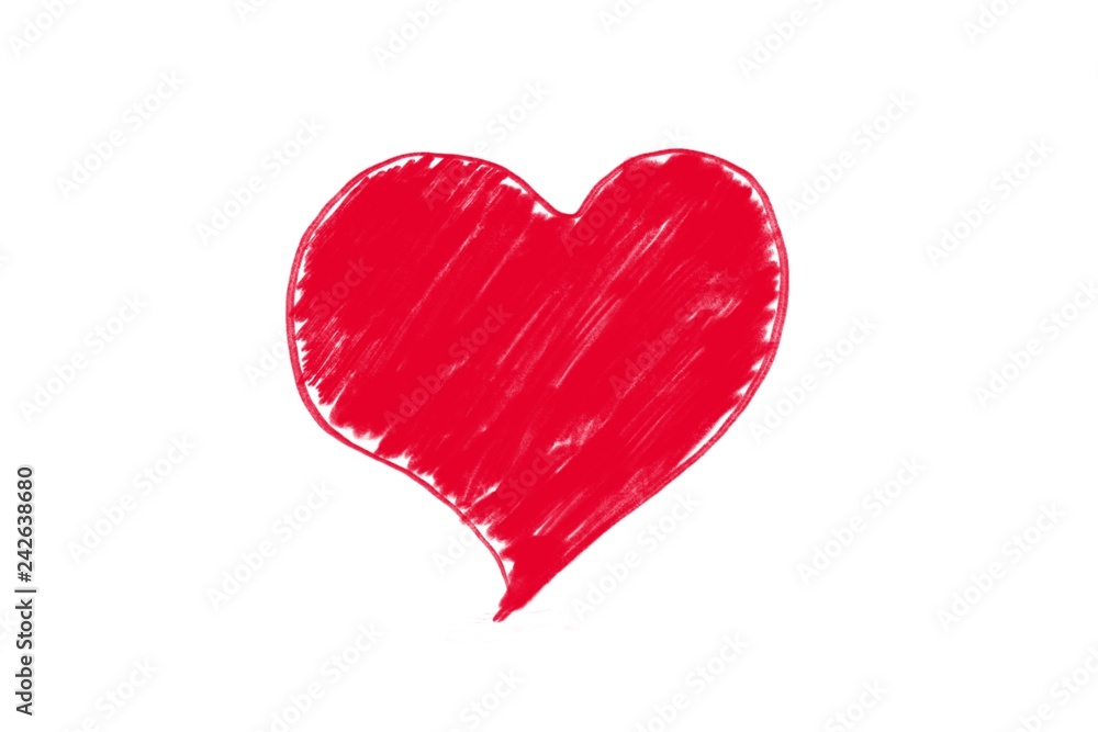 Red heart by illustration on white background