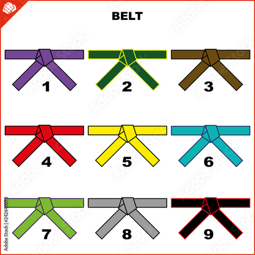 Colored belts for martial arts kimono set, dogi karate,bjj, judo, taekwondo, hapkido, karate.