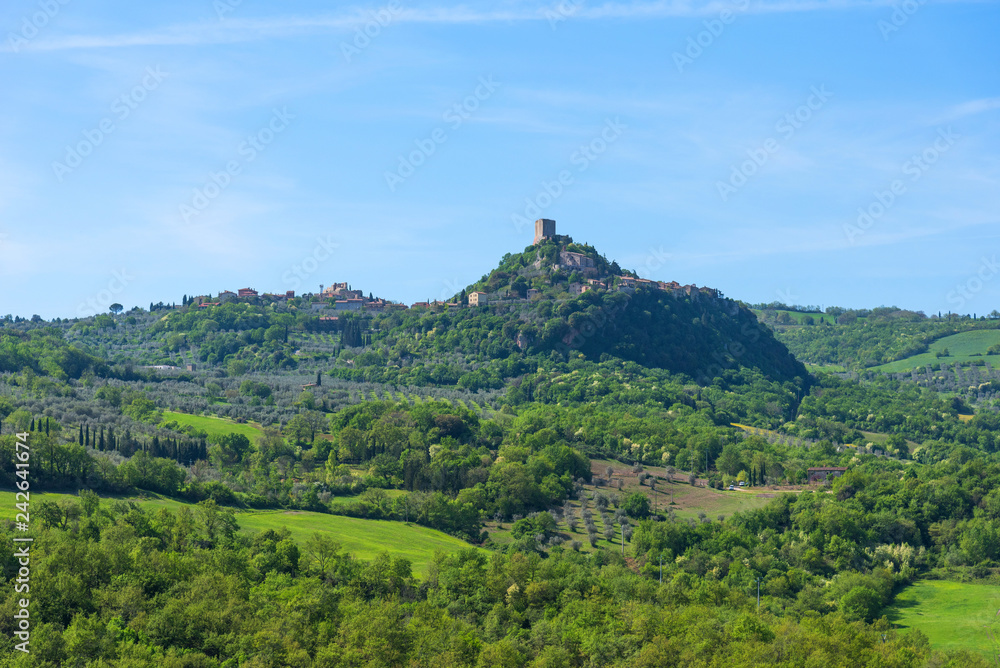 Amazing aerial view of Fortress of Tentennano, Tuscany, Italy Amazing aerial view of Fortress of Tentennano, Tuscany, Italy