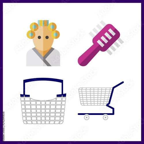 4 hairdresser icon. Vector illustration hairdresser set. shopping tool and hair curler icons for hairdresser works