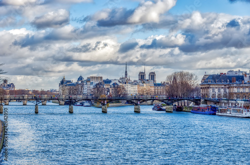 Pont des Arts and Ile de la Cite in winter - Paris, France