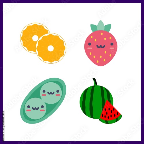 4 vegetarian icon. Vector illustration vegetarian set. pea and watermelon icons for vegetarian works