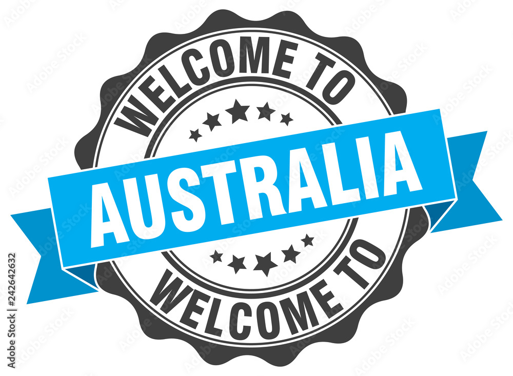 Fototapeta premium Australia round ribbon seal