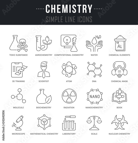 Set Vector Line Icons of Chemistry.