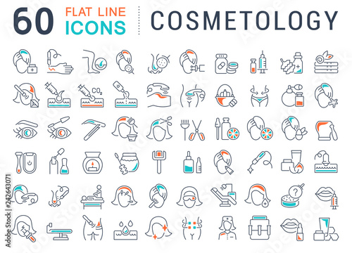 Set Vector Line Icons of Cosmetology.