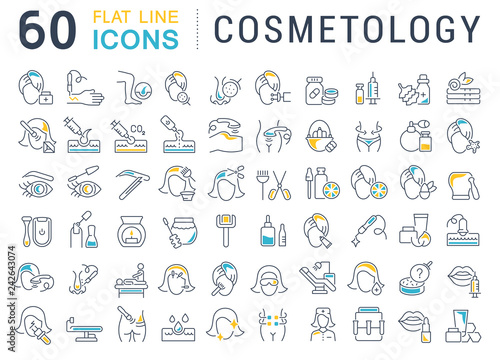 Set Vector Line Icons of Cosmetology.