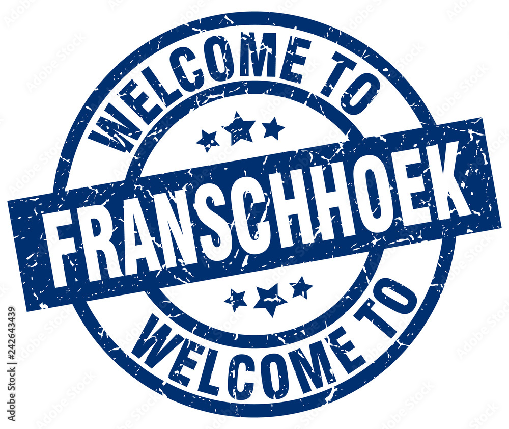 welcome to Franschhoek blue stamp welcome to Franschhoek blue stamp