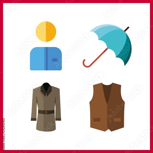 4 protective icon. Vector illustration protective set. vest and coat icons for protective works