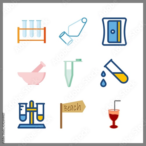 9 preparation icon. Vector illustration preparation set. cocktail and test tubes icons for preparation works