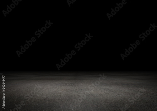 Dunkler Boden Hintergrund Leer Stein Beton bei Nacht photo