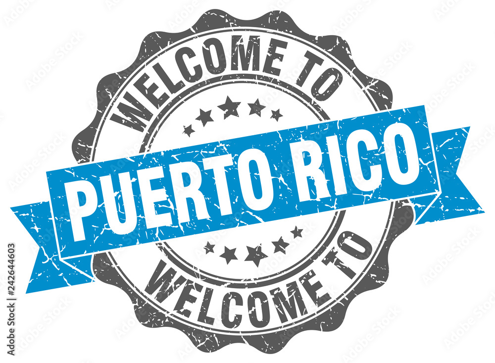Obraz premium Puerto Rico round ribbon seal