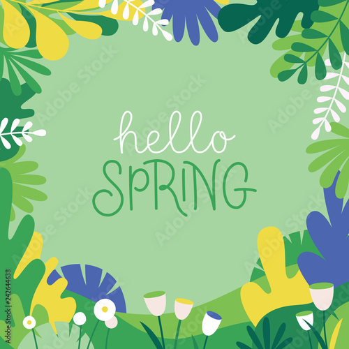 Vector illustration in trendy flat simple style - background with copy space for text - plants, leaves, trees - background for banner