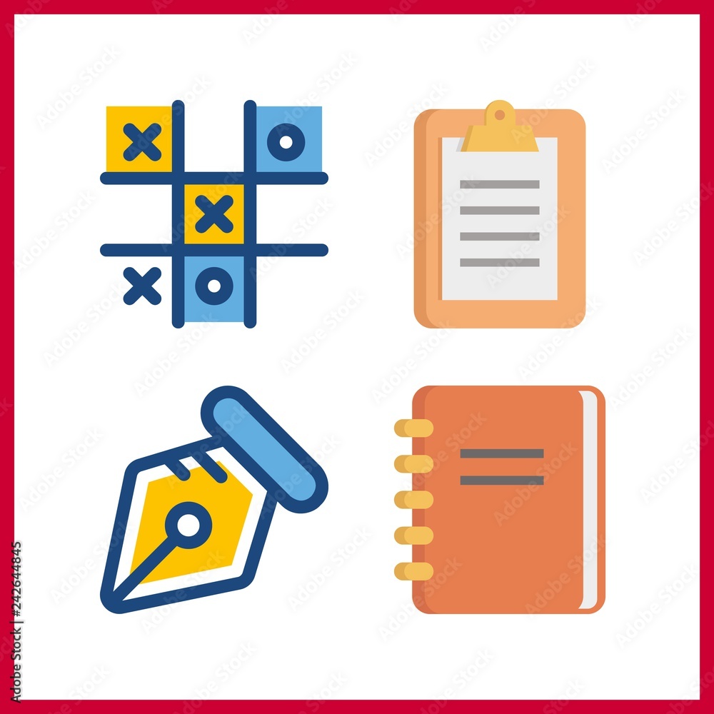 Fototapeta premium 4 pencil icon. Vector illustration pencil set. notebook and pen icons for pencil works