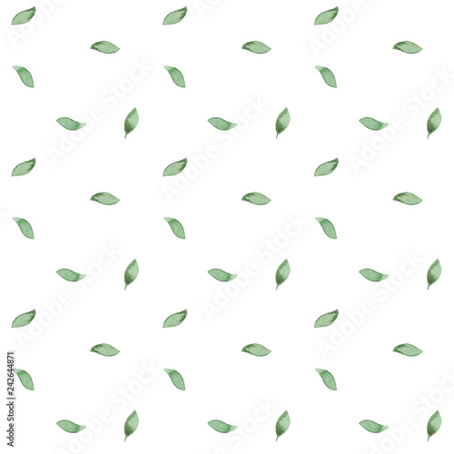 Watercolor hand-painted simple botanical leaves illustration seamless pattern