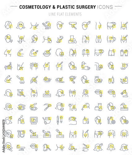 Set Vector Line Icons of Cosmetology and Plastic Surgery.