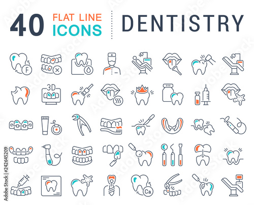 Set Vector Line Icons of Dentistry.