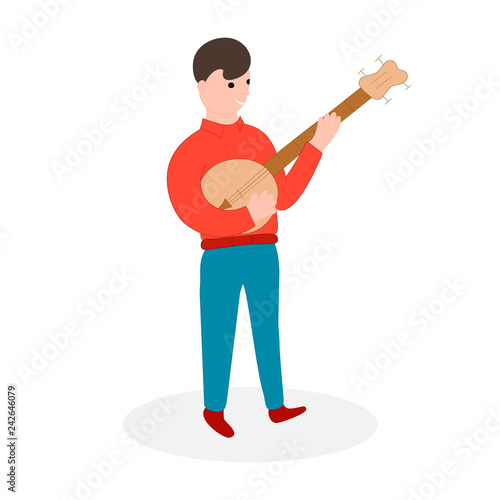 Country music player. Bluegrass musical festival. Vector isolated illustration. Banjo musician.