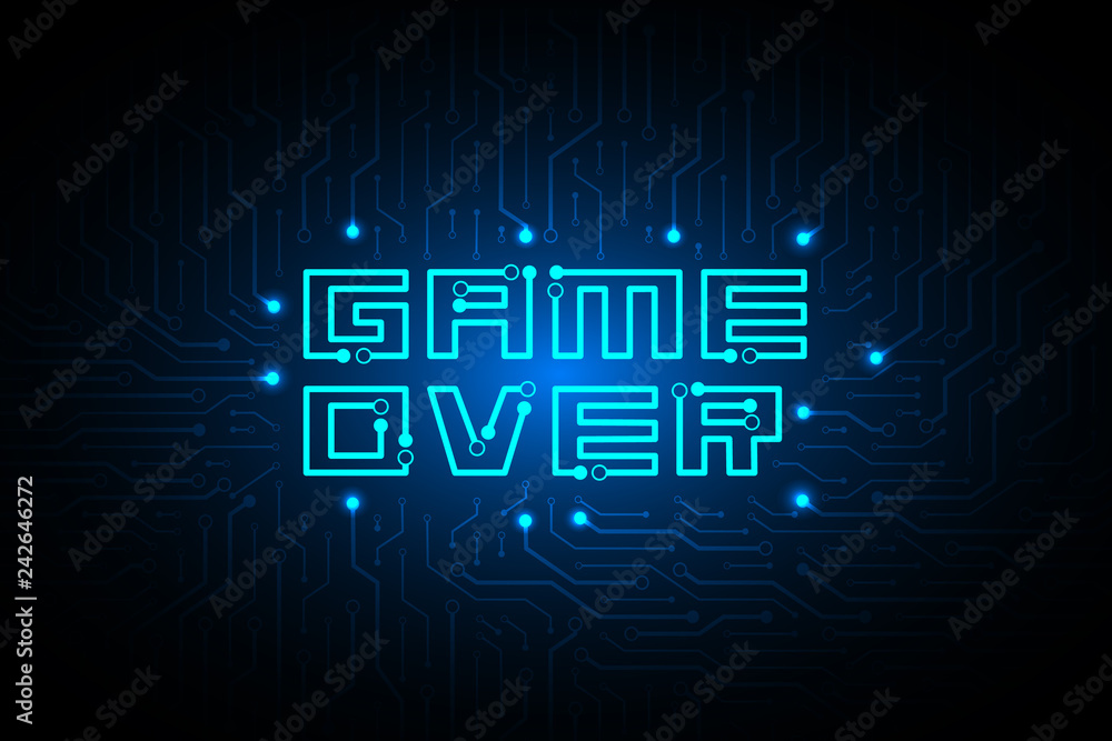 circuit game over on technology background design. circuit game over on technology background design.