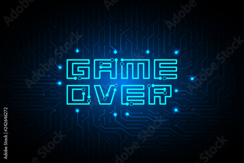 circuit game over on technology background design.