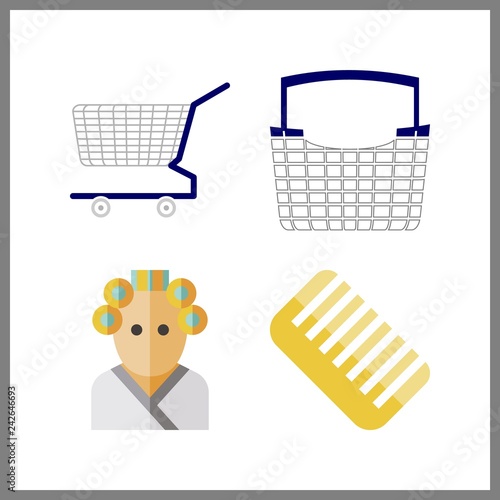 4 hairdresser icon. Vector illustration hairdresser set. shopping tool and comb icons for hairdresser works