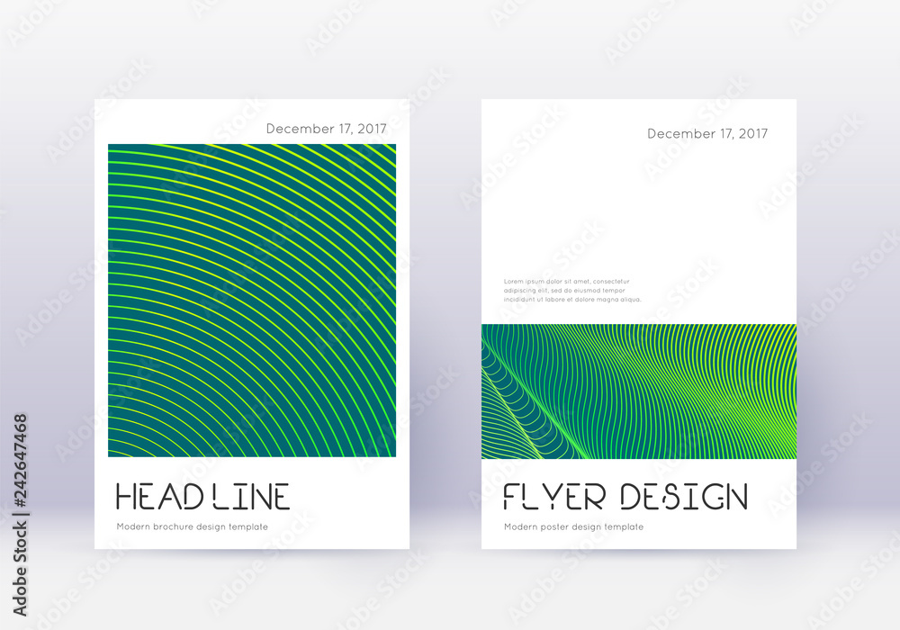 Fototapeta premium Minimal cover design template set. Green abstract 