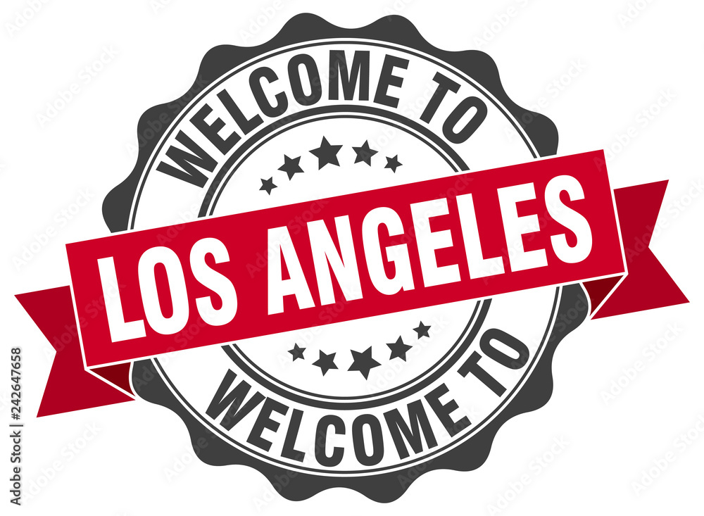 Obraz premium Los Angeles round ribbon seal