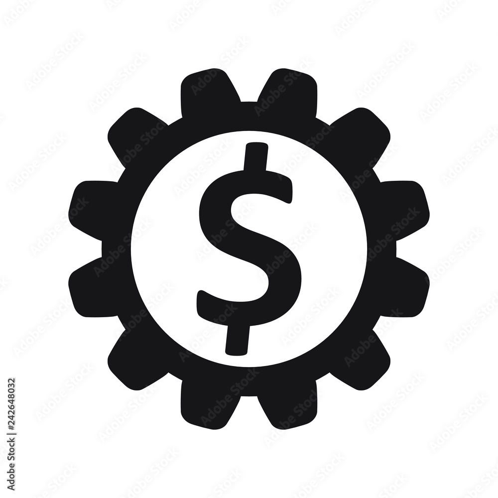 Concept business solutions, dollar sign in gear vector isolated icon. Concept business solutions, dollar sign in gear vector isolated icon.