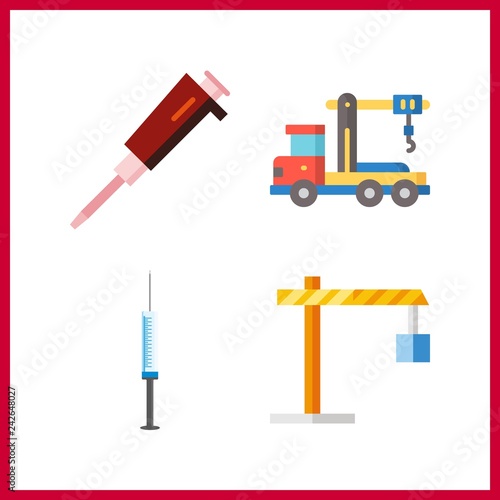 4 lift icon. Vector illustration lift set. crane truck and winch icons for lift works