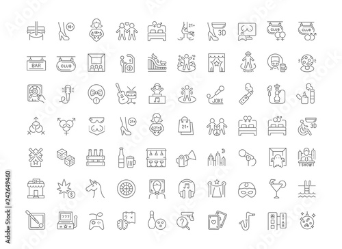Set Vector Line Icons of Night Life.
