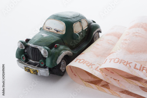 Toy Car and Turkish Paper Currency