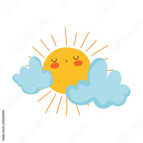 cute sun and clouds drawn