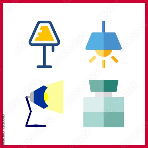 4 illumination icon. Vector illustration illumination set. lamp and cologne icons for illumination works