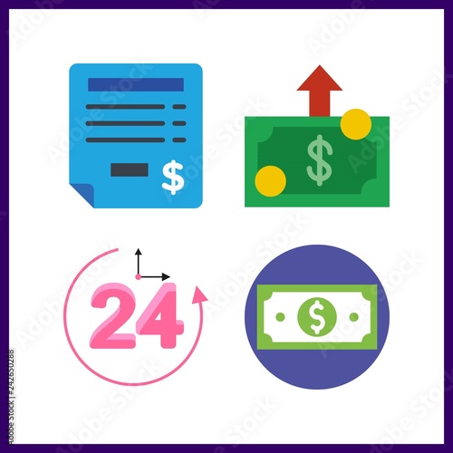 4 bill icon. Vector illustration bill set. repayment and invoice icons for bill works
