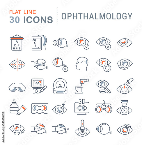 Set Vector Line Icons of Ophthalmology.