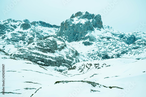 Fuente Dé mountain snowy. Picos de Europa, Cantabria, Spain © Iskan